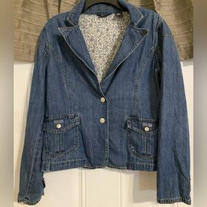 VTG Austin Clothing Co Jeans Denim Blue Blazer Jacket  Women Sz XL 100% Cotton